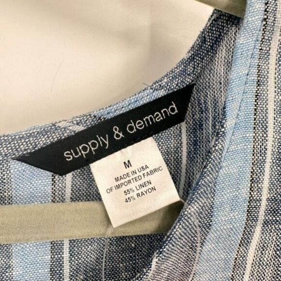 NWT Supply & Demand Women's Striped Linen Fringe Sleeveless Tank Top Blue Medium - Picture 4 of 14